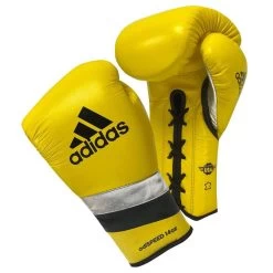 Adidas AdiSpeed Lace-Up Boxing Gloves – Yellow/Black/Silver