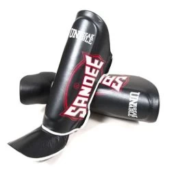 Sandee Cool-Tec Leather Boot Shinguard – Red/White/Black -Champion Boxing Shop SandeeCoolTecBlackWhiteRedLeatherBootShinguard