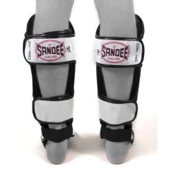 Sandee Cool-Tec Leather Boot Shinguard – Red/White/Black -Champion Boxing Shop SandeeCoolTecWhiteBlackRedLeatherBootShinguard2