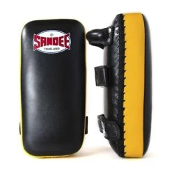 Sandee Large Extra Thick Flat Thai Kick Pads – Black/Yellow
