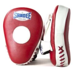 Sandee Leather Curved Focus Mitt – Red/White