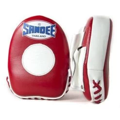 Sandee Leather Mini Focus Mitt – Black/White -Champion Boxing Shop SandeeLeatherRedWhiteMiniFocusMitt