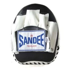 Sandee Leather Mini Focus Mitt – Black/White -Champion Boxing Shop SandeeLeatherblack2WhiteMiniFocusMitt 1