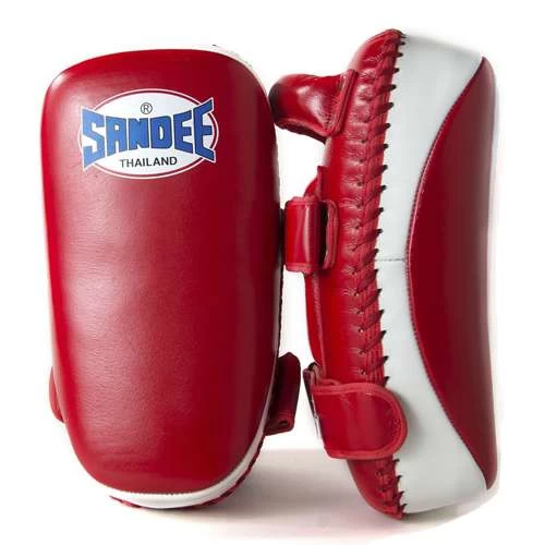 Sandee Curved Thai Leather Kick Pads – Blue/White 1 Sandee Curved Thai Leather Kick Pads – Blue/White