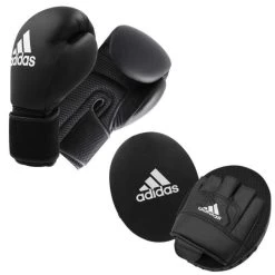 Adidas Adult Glove & Pad Boxing Kit – Black/White
