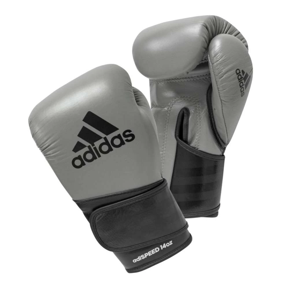 Adidas AdiSpeed Hook And Loop Boxing Gloves – Grey/Black 1 Adidas AdiSpeed Hook And Loop Boxing Gloves – Grey/Black