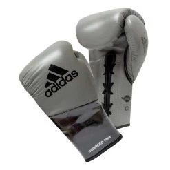Adidas AdiSpeed Lace Up Boxing Gloves – Grey/Black