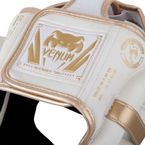 Venum Elite Cheek Headguard – White/Gold 8 Venum Elite Cheek Headguard – White/Gold - Image 8