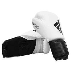 Adidas Hybrid 100 Boxing Glove + Adidas 2.5m Wrap – White/Black -Champion Boxing Shop hybrid 100 white photo 1 1