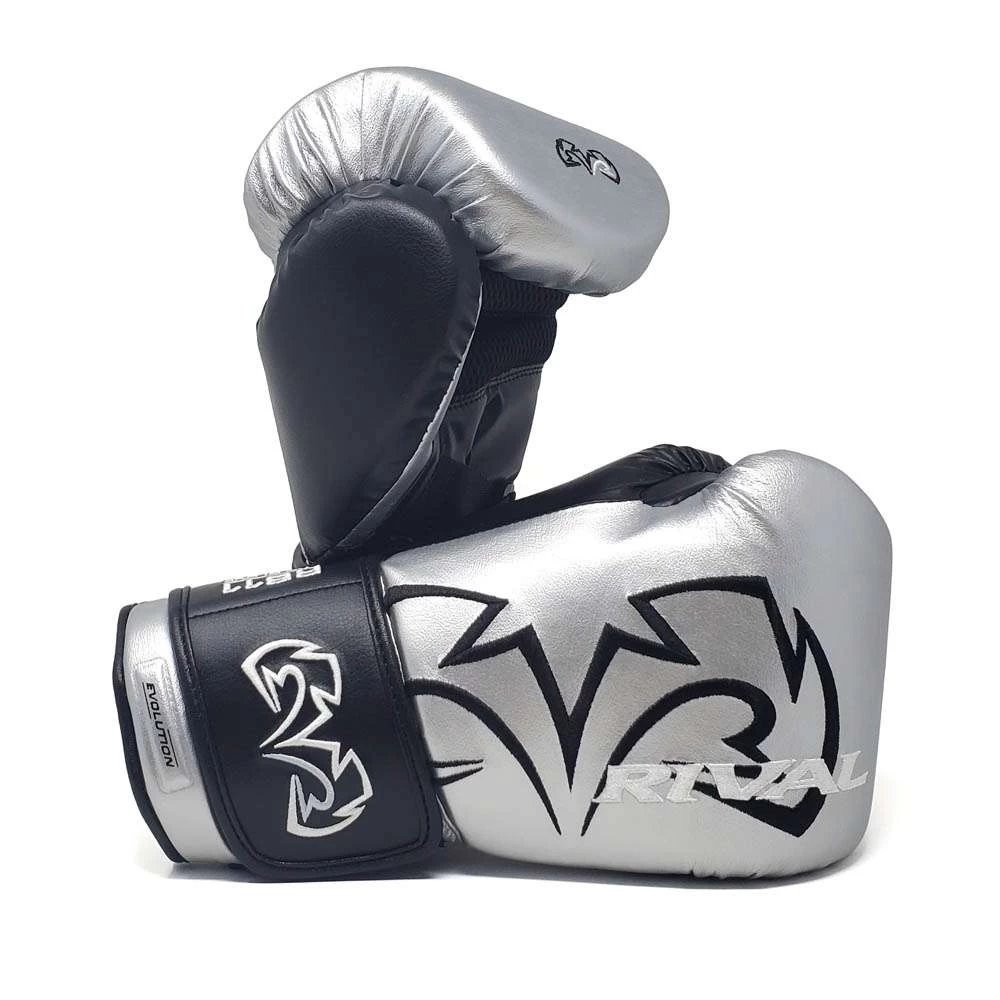 Rival RB11 Evolution Sparring Double Strap Bag Glove – Silver 1 Rival RB11 Evolution Sparring Double Strap Bag Glove – Silver