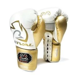 Rival RS100 Professional Lace-Up Sparring Glove – Red/Silver -Champion Boxing Shop rival RS100 whitegold 03