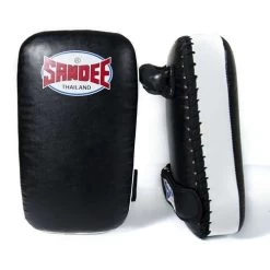 Sandee Small Extra Thick Synthetic Leather Flat Thai Kick Pads – Blue/White -Champion Boxing Shop sandeethaipadsblack