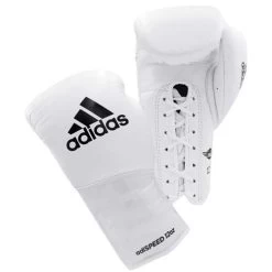 Adidas AdiSpeed Lace Up Boxing Gloves – White/Black